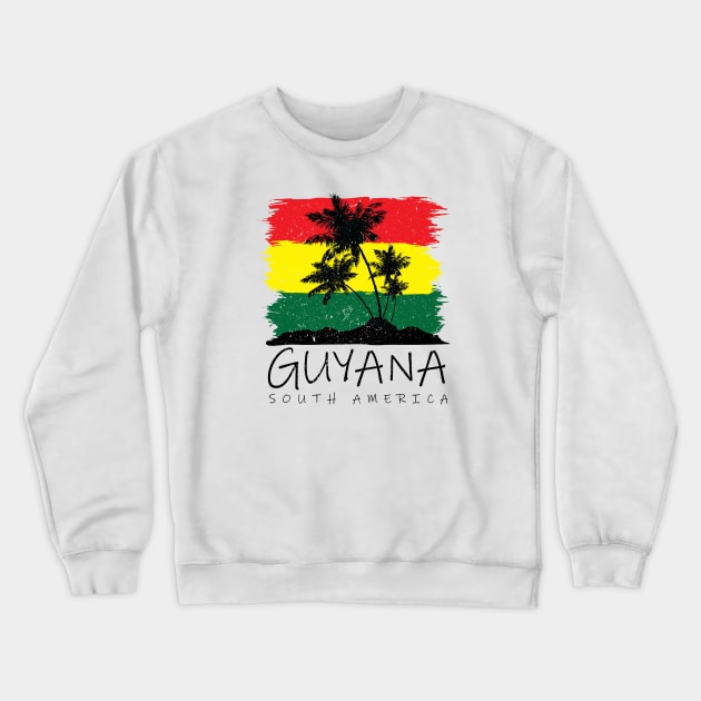 Guyana National Colors with Palm Silhouette Crewneck Sweatshirt by IslandConcepts